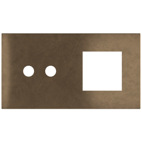 Magnetic plate 2-fold for 2-rocker push button + (45x45 mm window) Proxima series Metal Bronze Corke