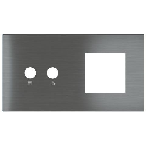 Magnetic plate 2-fold for 2-rocker push button + (45x45 mm window) Proxima series Metal Quantum Carb