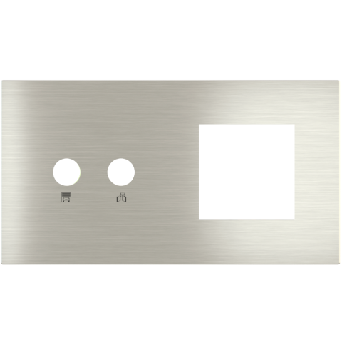 Magnetic plate 2-fold for 2-rocker push button + (45x45 mm window) Proxima series Metal Steel Brushe