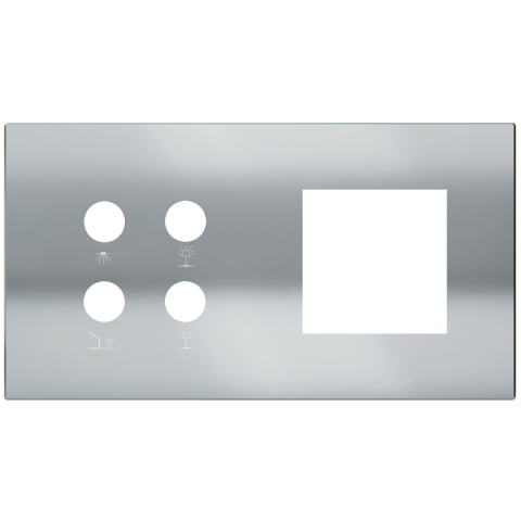 Magnetic plate 2-fold for 4-rocker push button + (45x45 mm window) Proxima series Metal Chrome + cus