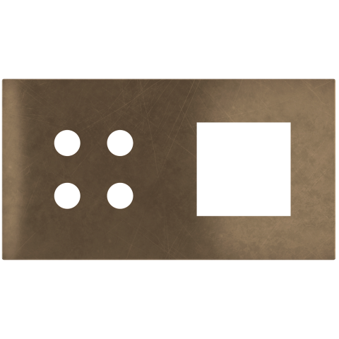 Magnetic plate 2-fold for 4-rocker push button + (45x45 mm window) Proxima series Metal Bronze Corke