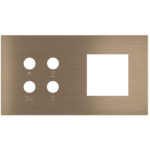 Magnetic plate 2-fold for 4-rocker push button + (45x45 mm window) Proxima series Metal Dark Chocola