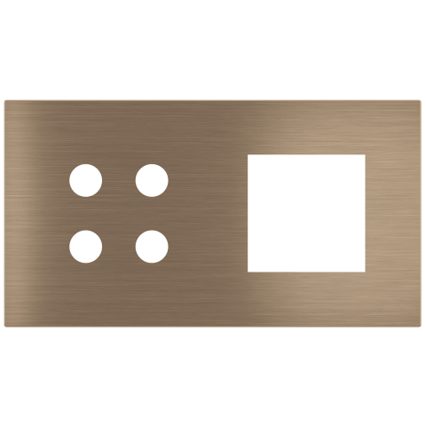 Magnetic plate 2-fold for 4-rocker push button + (45x45 mm window) Proxima series Metal Dark Chocola