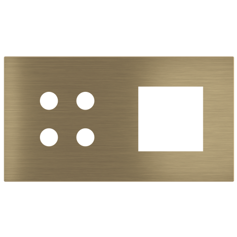 Magnetic plate 2-fold for 4-rocker push button + (45x45 mm window) Proxima series Metal Antique Bras