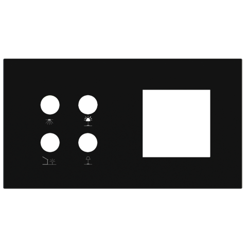 Magnetic plate 2-fold for 4-rocker push button + (45x45 mm window) Proxima series Metal Insense Blac