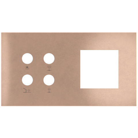 Magnetic plate 2-fold for 4-rocker push button + (45x45 mm window) Proxima series Metal Old Copper +