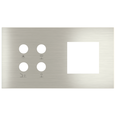 Magnetic plate 2-fold for 4-rocker push button + (45x45 mm window) Proxima series Metal Steel Brushe