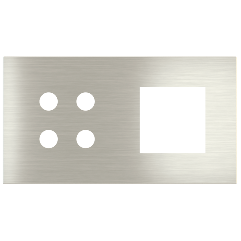 Magnetic plate 2-fold for 4-rocker push button + (45x45 mm window) Proxima series Metal Steel Brushe