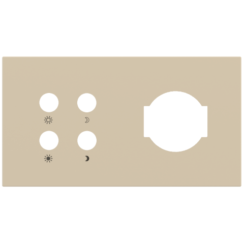 Magnetic plate 2-fold for 4-rocker push button + power socket IT UNEL Proxima series Metal Beige Lux