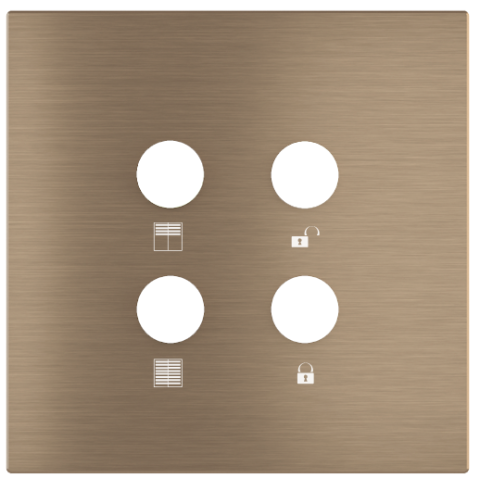 Square magnetic plate for a 4-rocker push button Proxima series Metal Dark Chocolate + customization