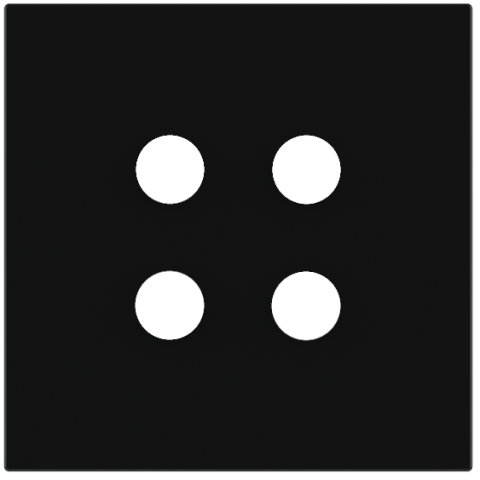 Square magnetic plate for a 4-rocker push button Proxima series Metal Insense Black
