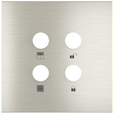 Square magnetic plate for a 4-rocker push button Proxima series Metal Steel Brushed + customization