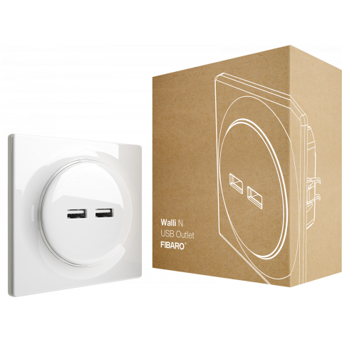 Zásuvka USB Walli, lesklá biela