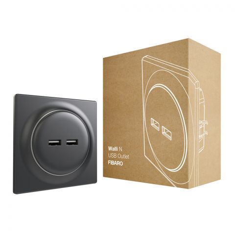 Zásuvka USB Walli, matná antracitová