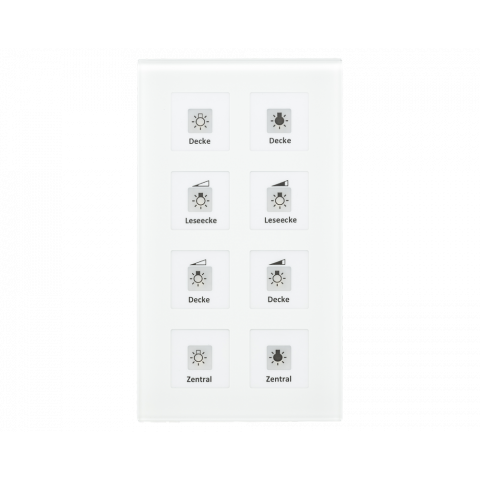 KNX RF+ sklenené 8tlačidlo Plus vr. aktoru, biele