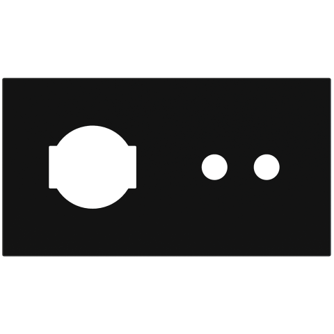 Magnetic plate with 2 positions for a 2-rocker push button + IT UNEL power socket Proxima series Met