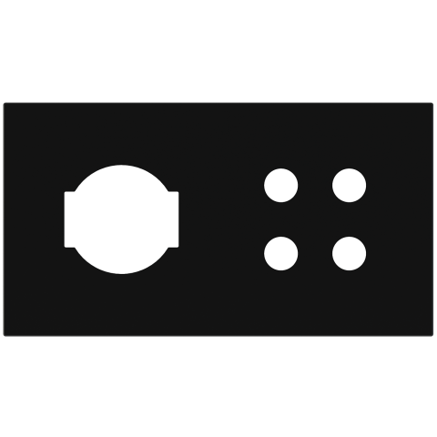 Magnetic plate 2-fold for 4-rocker push button + IT UNEL power socket Proxima series Metal Insense B