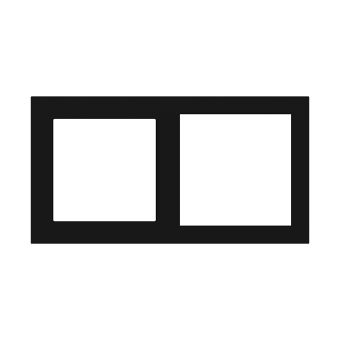2násobná plastová doska, otvory 55x55 + 60x60 mm, farba Intense Black (GAE)