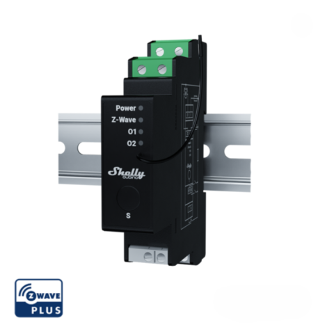 Shelly Wave Pro Shutter, žaluiový modul 2x 16A, DIN, měření spotřeby, Z-Wave