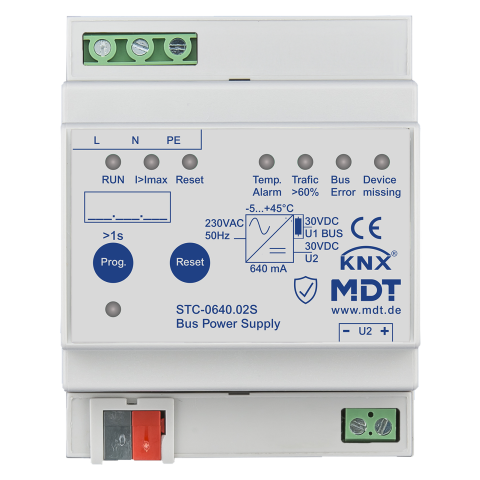 KNX napájecí zdroj s diagnostikou, 4M, 640mA, Secure