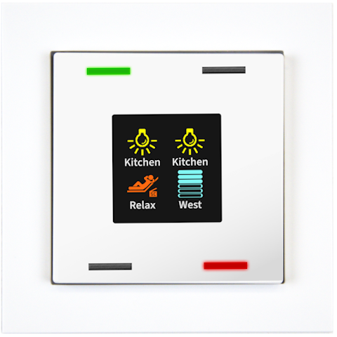 KNX 4tlačidlo 55x55 mm s displejom, biele, meranie teploty a vlhkosti